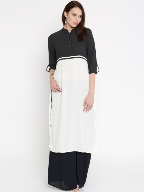 

Vishudh Women Off-white Solid Straight Kurta