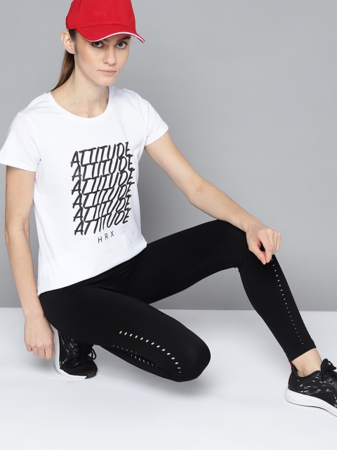 

HRX By Hrithik Roshan Lifestyle Women White Bio-Wash Typography T-shirt