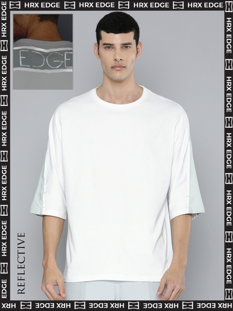 

HRX By Hrithik Roshan EDGE Lifestyle Men White Bio-Wash colourblock T-shirts