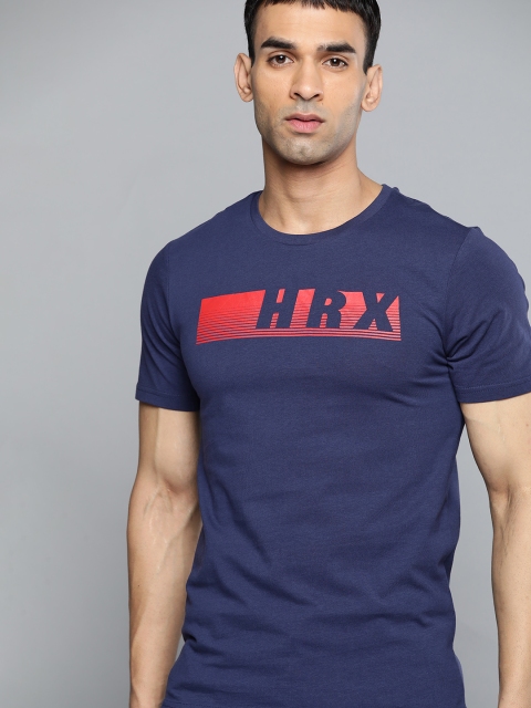 

HRX By Hrithik Roshan Lifestyle Men Medival Blue Bio-Wash Brand Carrier Tshirts, Navy blue