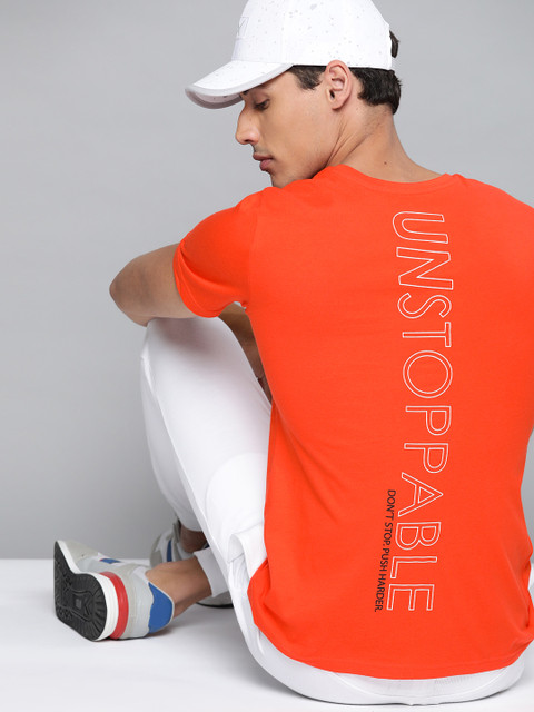 

HRX By Hrithik Roshan Lifestyle Men Oxy Fire Bio-Wash Typography Tshirts, Orange