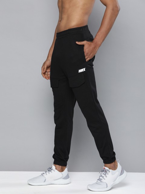 

HRX Men Solid Black Brand Logo Track Pants