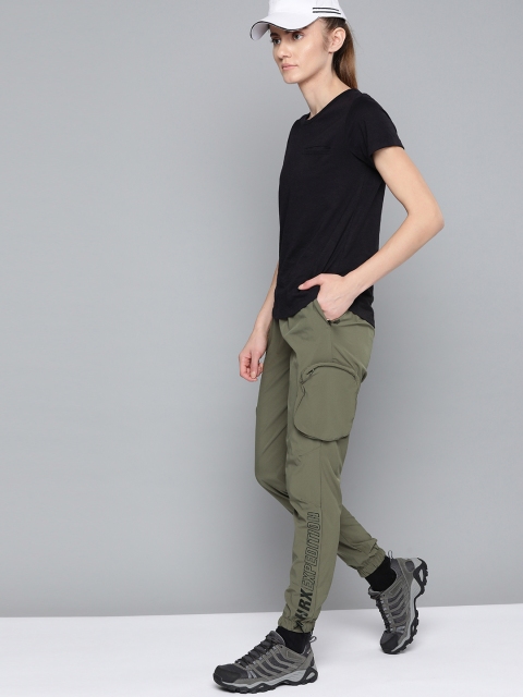 

HRX By Hrithik Roshan Outdoor Women Tarmac Rapid-Dry Typography Joggers, Olive
