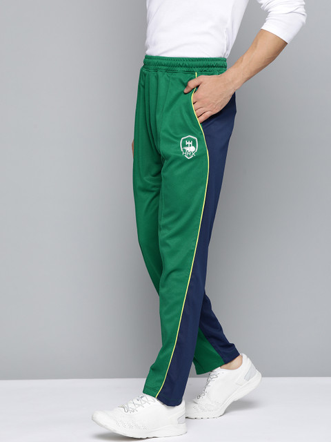 

HRX By Hrithik Roshan Cricket Men Ivy Rapid-Dry Colourblock Track Pants, Green