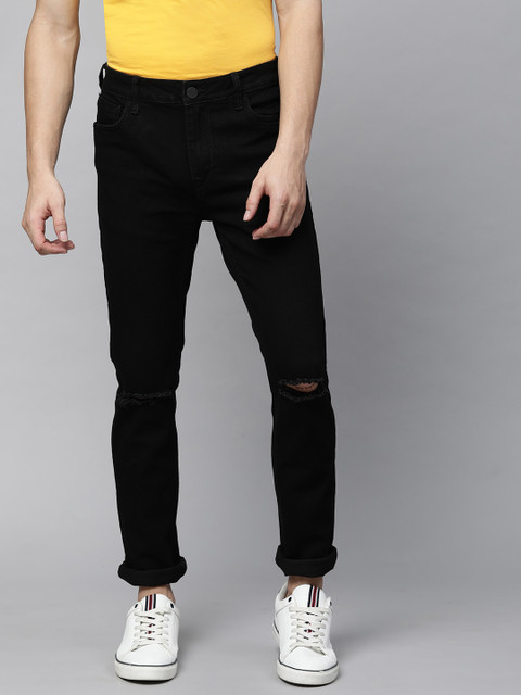 

HERE&NOW Men Black Skinny Fit Slash Knee Jeans