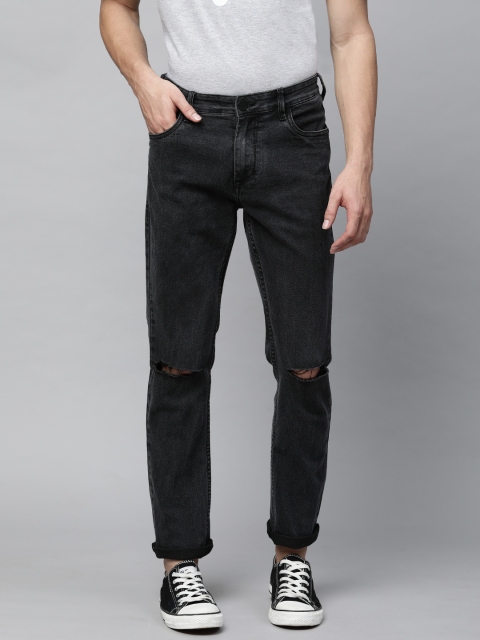 

HERE&NOW Men Black Slim Fit Slash Knee Jeans