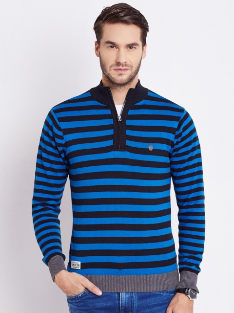 

Numero Uno Men Blue & Black Striped Sweater