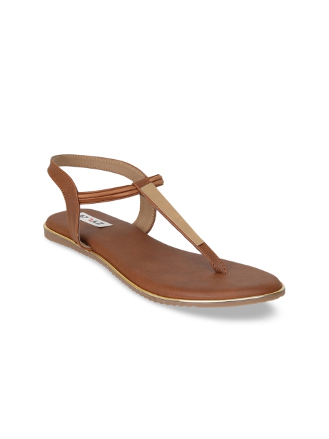 

Zyla Women Brown T-Strap Flats