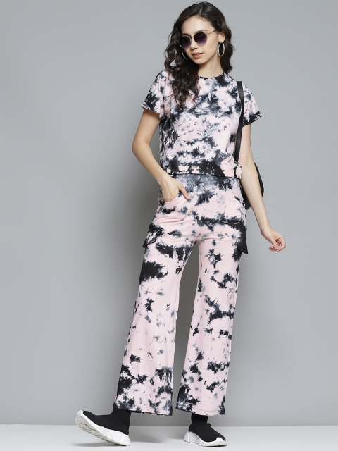 

VividArtsy Women Peach-Coloured & Black Pure Cotton Dyed Co-ords