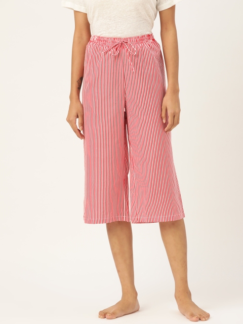 

ETC Women Red & White Printed Knee Length Lounge Capris