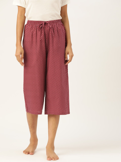 

ETC Women Maroon & White Printed Knee Length Lounge Pants