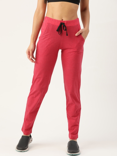 

FEMEA Women Pink & Black Straight-Fit Track Pants
