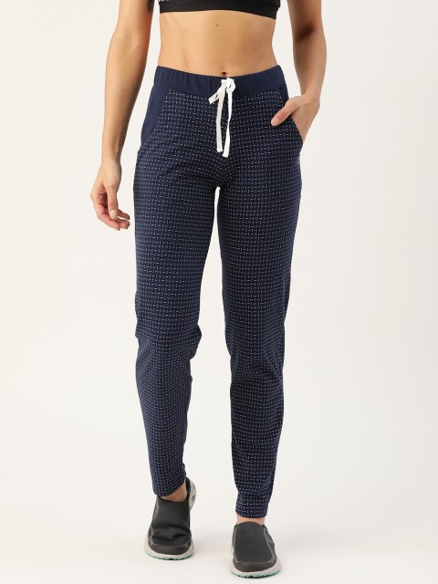 

FEMEA Women Navy Blue & White Straight-Fit Track Pants
