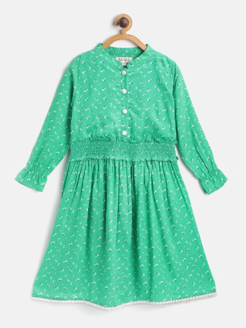 

Bella Moda Girls Green & Off White Ditsy Floral Print Fit & Flare Dress