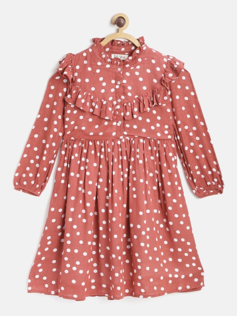 

Bella Moda Girls Brown & White Polka Dot Print Fit and Flare Dress