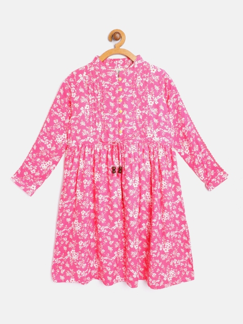 

Bella Moda Girls Pink & White Floral Print Fit & Flare Dress