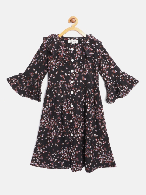 

Bella Moda Girls Black & Brown Ditsy Floral Fit & Flare Dress