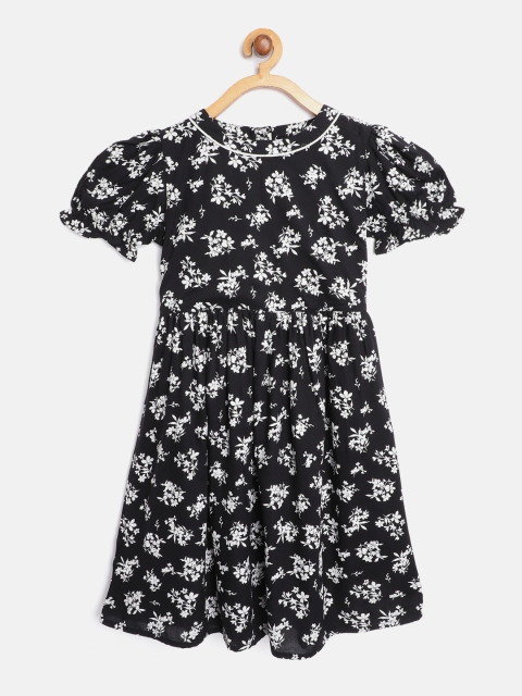 

Bella Moda Girls Black & White Floral Print Fit and Flare Dress