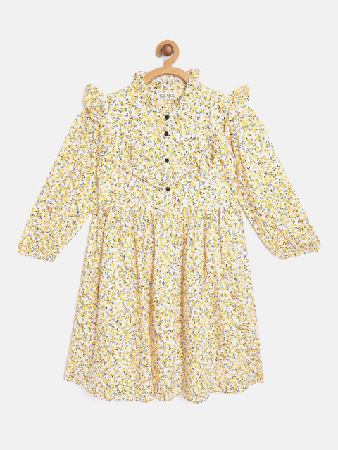 

Bella Moda Girls White & Yellow Ditsy Floral Fit & Flare Dress