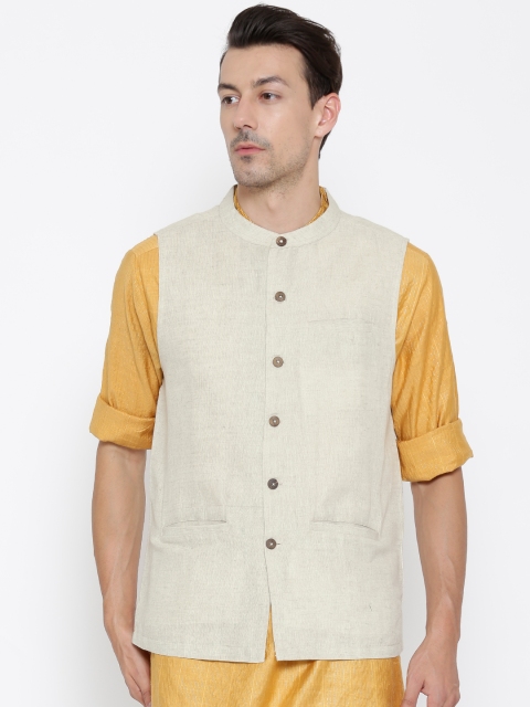 

indus route by Pantaloons Beige Nehru Jacket