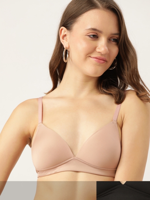 

DressBerry Pack Of 2 Solid T-shirt Bra - Lightly Padded, Nude
