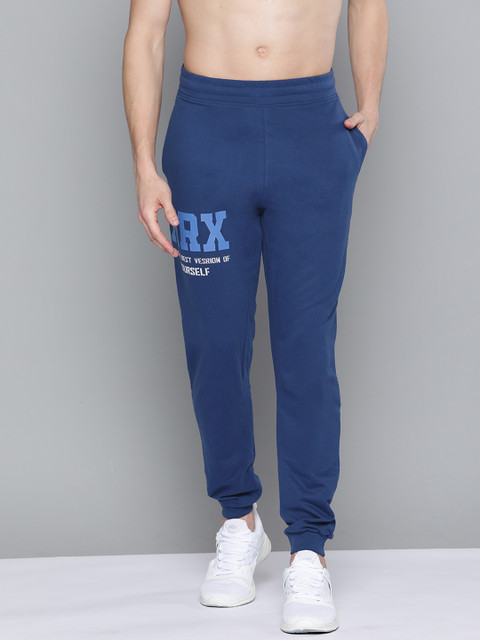 

HRX By Hrithik Roshan Men Estate Blue Pure Cotton Printed Rapid-Dry Training Joggers