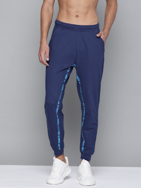 

HRX by Hrithik Roshan Men Blue Pure Cotton Printed Detail Running Joggers