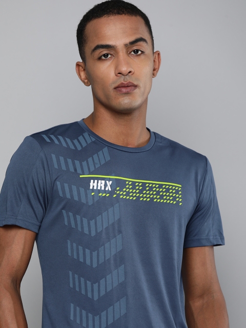 

HRX By Hrithik Roshan Men Blue Brand Logo Printed Rapid-Dry Antimicrobial Training Tshirt