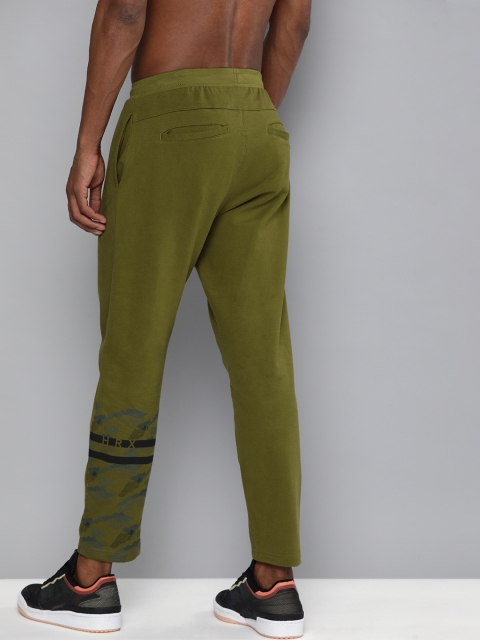 

HRX By Hrithik Roshan Men Avacado Colourblock Regular Fit Bio-Wash Lifestyle Track Pants, Olive