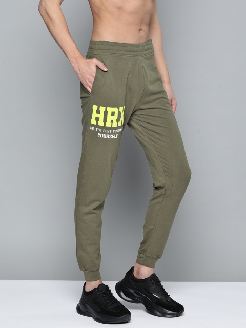 

HRX By Hrithik Roshan Men Burnt Olive Pure Cotton Slim Fit Rapid-Dry Training Joggers