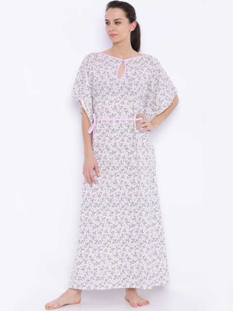 

The Kaftan Company Off-White Printed Kaftan Nightdress LW_MIDNT030