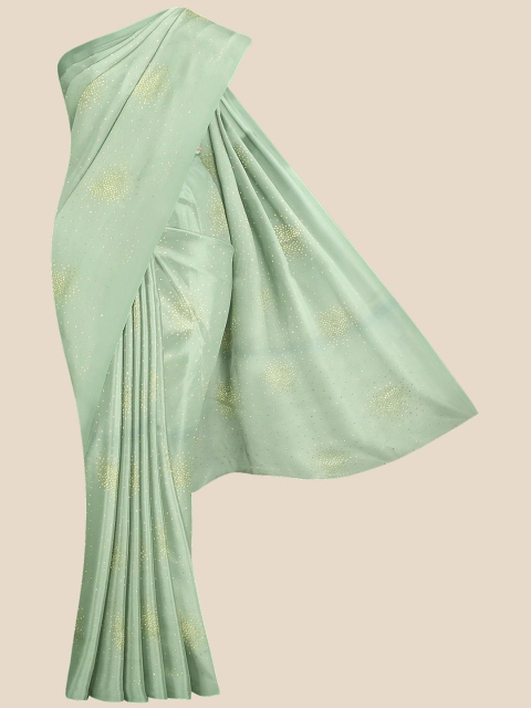

Kalamandir Green & Golden Geometric Printed Saree