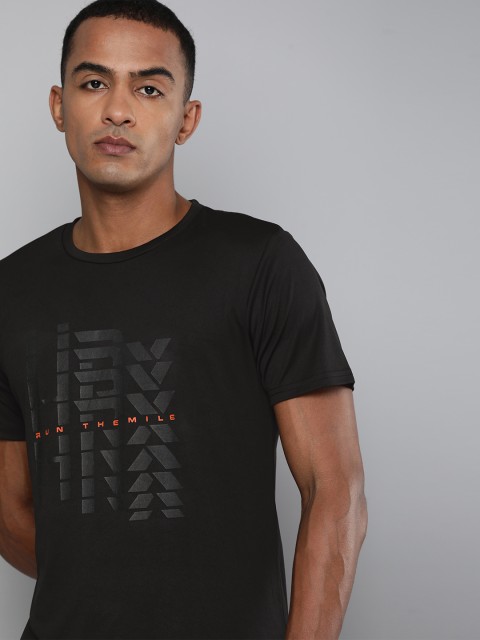

HRX By Hrithik Roshan Men Jet Black Printed Rapid-Dry Antimicrobial Running Tshirt