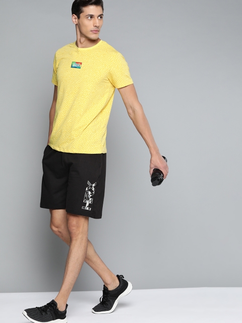 

HRX By Hrithik Roshan Men Jet Black Typographic Slim Fit Bio-Wash Lifestyle Shorts