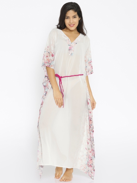 

The Kaftan Company Off-White Printed Sheer Kaftan Cover-up Dress RW_PARDS001
