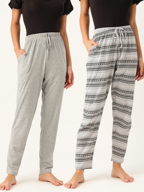 

ETC Women Pack Of 2 Pure Cotton Lounge Pants, Grey