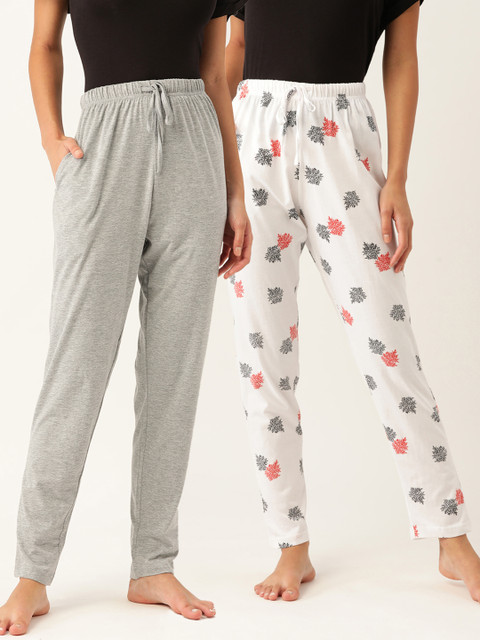 

ETC Women Pack Of 2 Pure Cotton Lounge Pants, Grey