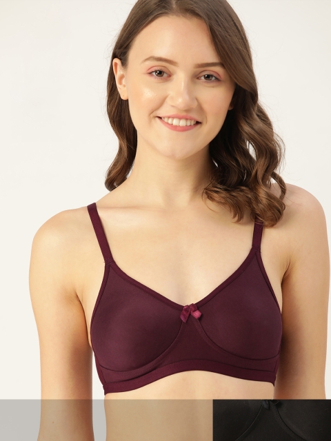 

DressBerry Women Pack of 2 Solid T-shirt Bras, Burgundy