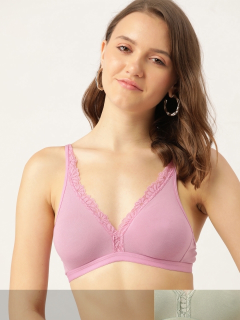 

DressBerry Pack of 2 Solid T-shirt Bras, Pink