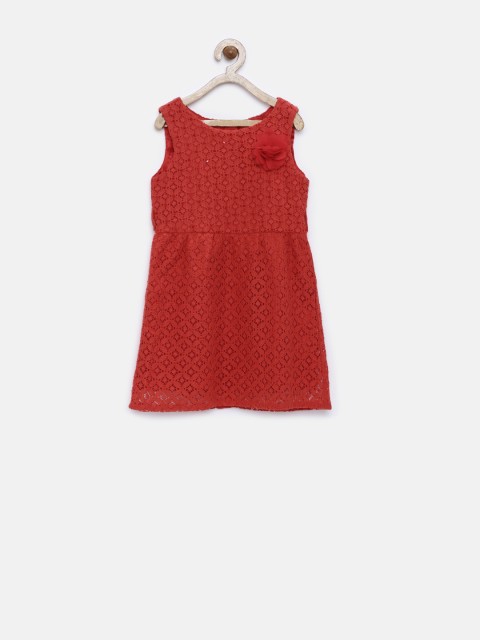 

Elle Kids Girls Red Fit & Flare Lace Dress
