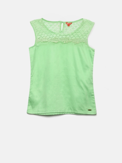 

Elle Kids Girls Green Lace Regular Top