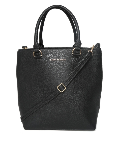 

Lino Perros Black Textured Handbag with Sling Strap