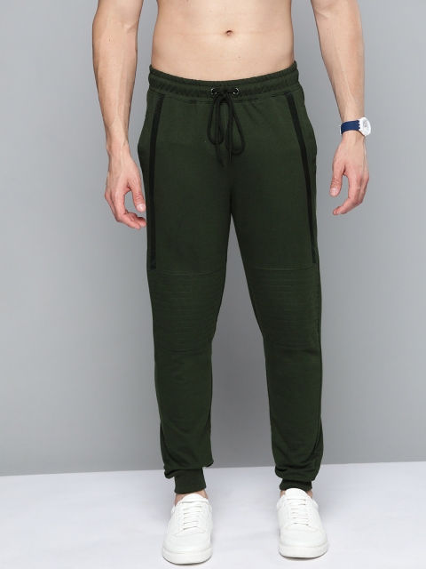 

Harvard Men Olive Green Solid Joggers
