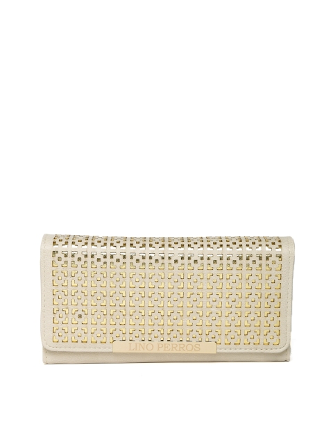 

Lino Perros Women Beige & Gold-Toned Cut-Out Wallet