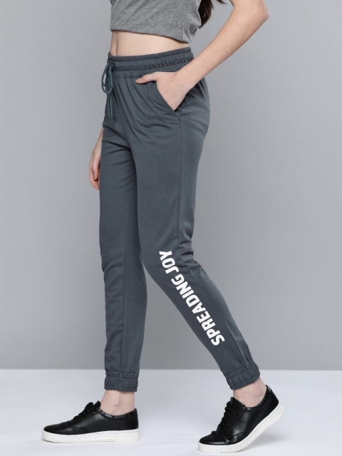 

Harvard Women Charcoal Grey Printed Detail Joggers