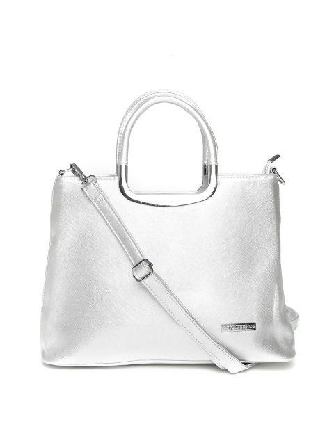 

Lino Perros Silver-Toned Glossy Handbag with Sling Strap