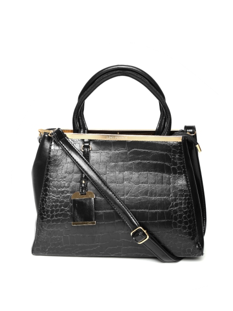 

Lino Perros Black Snakeskin Textured Handbag with Sling Strap