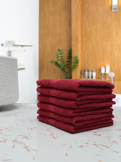 

RANGOLI Set Of 6 Maroon Solid 380 GSM Pure Cotton Face Towels