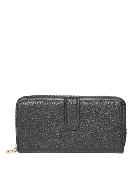 

Lino Perros Women Black Textured Zip-Around Wallet