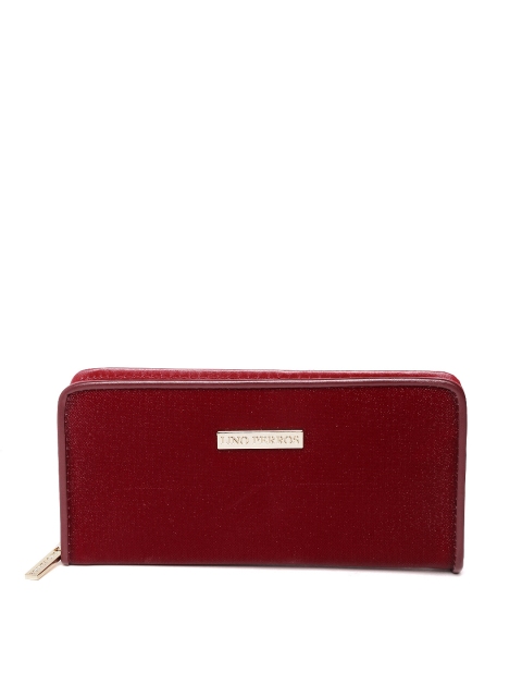 

Lino Perros Women Maroon Solid Synthetic Leather Zip Around Wallet